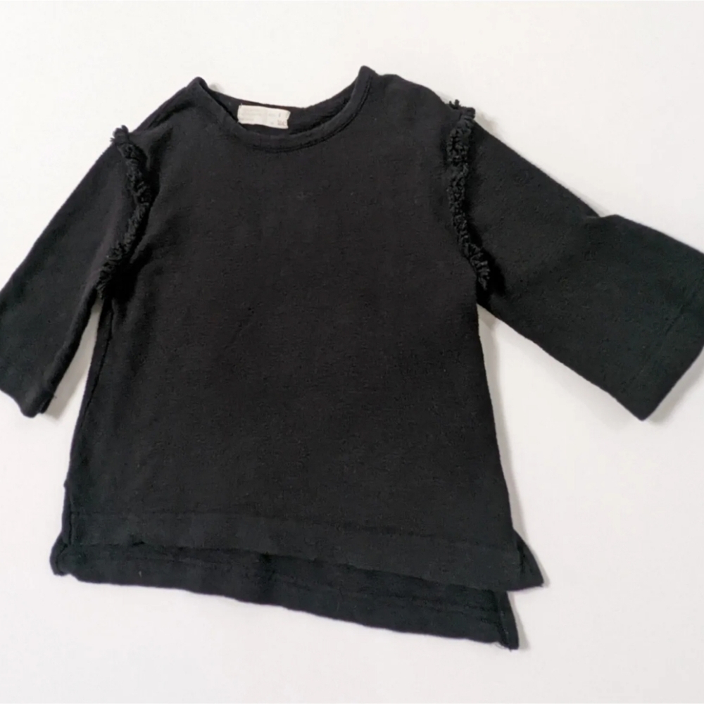 ZARA GIRLS SOFT COLLECTION TEXTURED TOP WITH FRINGE DETAIL SIZE 4 YEARS